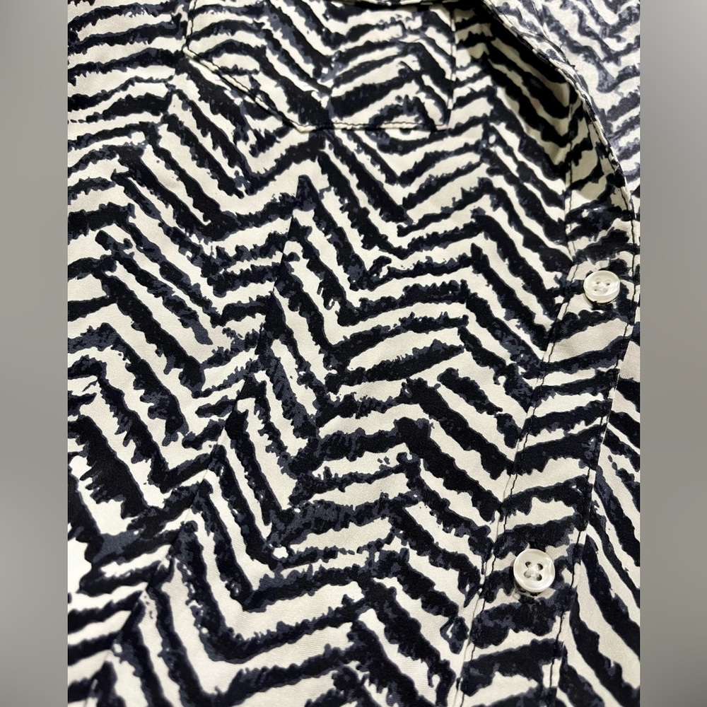 Joe’s Jeans Silk Animal Chevron Print Long Sleeved Button Up Blouse Sz XS Summer - Picture 8 of 13